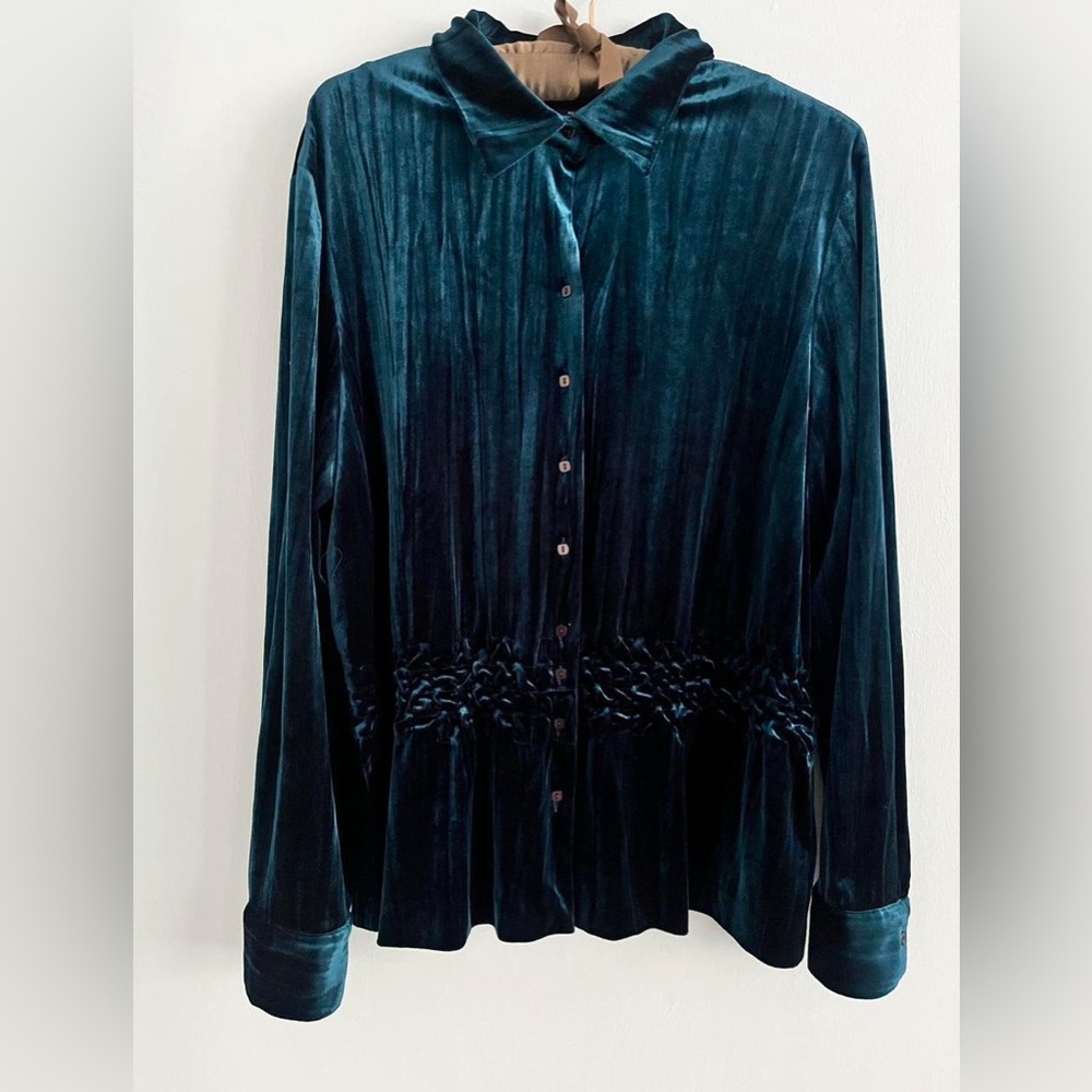 Teal Velvet Vintage Buttonup